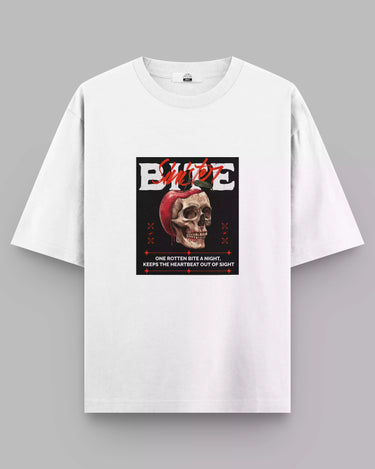 Sinister Apple: Unisex White Oversized Tee